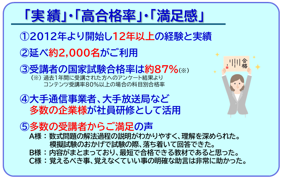 実績・高合格率・満足感